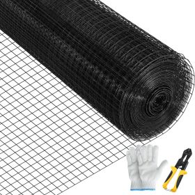 VEVOR Hardware Cloth, 24" x 100' & 1"x1" Mesh Size, Galvanized Steel Vinyl Coated 16 Gauge Chicken Wire Fencing w/A Cutting Plier & A Pair of Fabric G