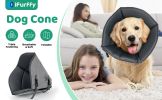 Dog Cone Breathable Dog Recovery Collar for Medium and Large Dogs Soft Dog Cone Adjustable Drawstring and Buckle Prevent Licking and Scratching Wounds