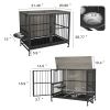 Modern Kennel Dogs room up to 60 LB, Dog crate furniture with Multi-Purpose Rremovable Ttray, Double-Door Dog House, lift Panel, 360 Degree Rotation -