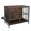 Modern Kennel Dogs room up to 80 LB, Dog crate furniture with Multi-Purpose Rremovable Ttray, Double-Door Dog House, lift Panel, 360 Degree Rotation -